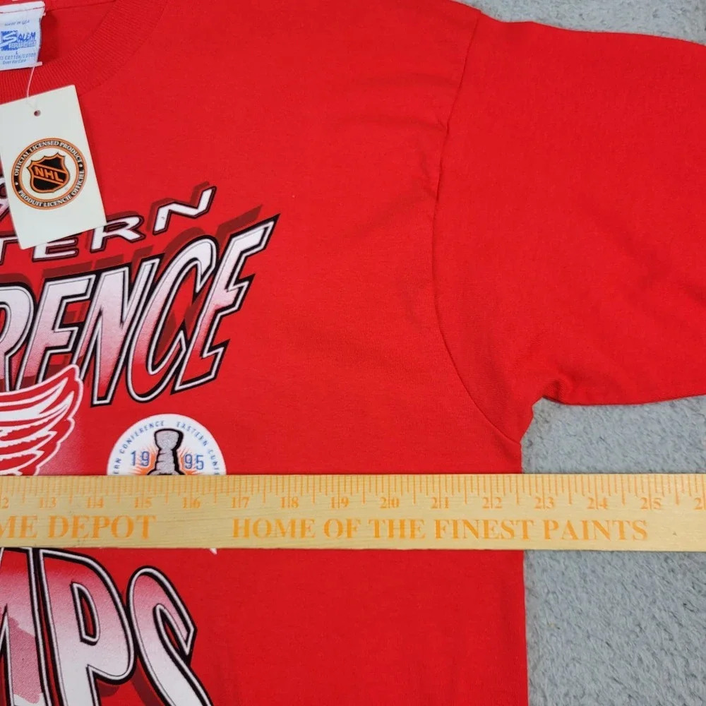 Vintage 1995 Detroit Red Wings Conference Champs T-Shirt Men's Lrg Salem New NOS - Picture 7 of 9